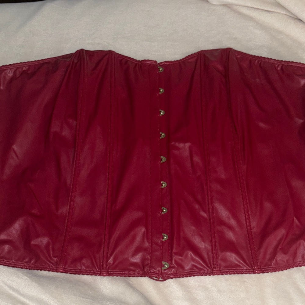 Medium Red Faux leather Corset Top